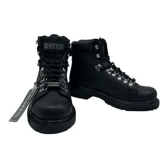 Bates Mens Black Leather Oil-Resistant Motocycle Boots Sz. 7 Wide E44102 Canyon